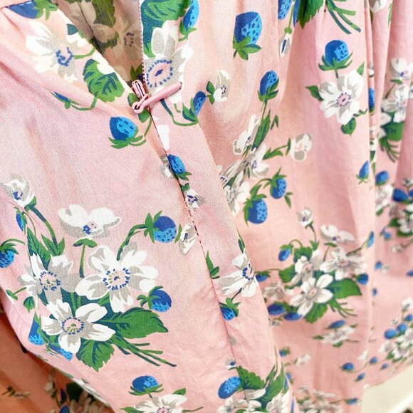 Batsheva Collarless Mini Prairie Dress Pink Lily 10 medium floral berries - Picture 12 of 14